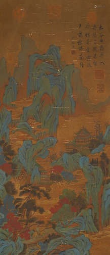 Ancient China, liusongnian's silk landscape painting