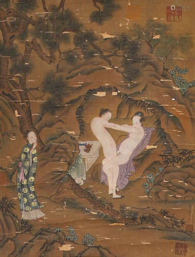 In ancient China, Li Song painted the spring palace on silk