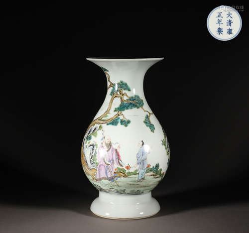 In the Qing Dynasty, the spring bottle with pastel figure pa...