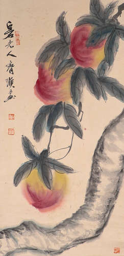 In modern times, Qi Baishi's paper-based picture of longevit...