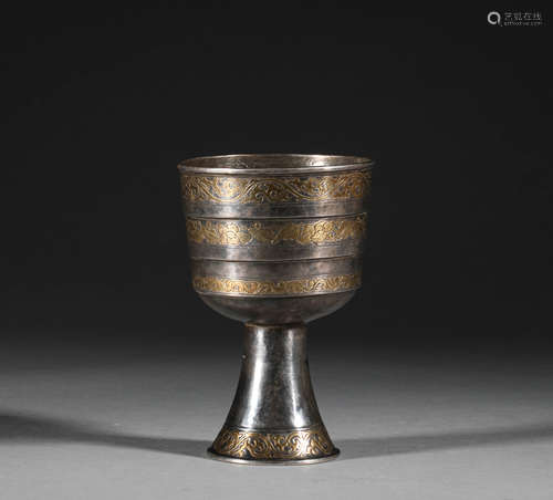 Silver gilded wine cup in ancient China