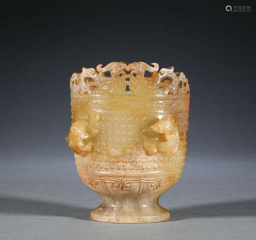 Ancient China, Hotan Jade Bird and beast cup