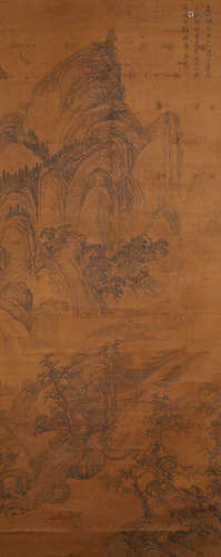 Ancient China, Tang Yin's silk landscape painting