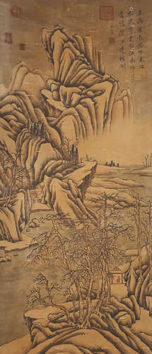 Ming Dynasty, Wang Meng's paper landscape painting