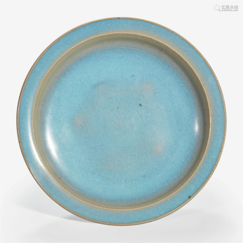 A Chinese Jun-type stoneware circular dish Possibly Song dyn...