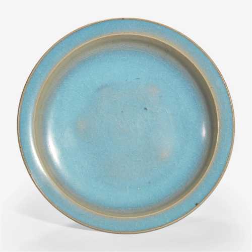 A Chinese Jun-type stoneware circular dish Possibly Song dyn...