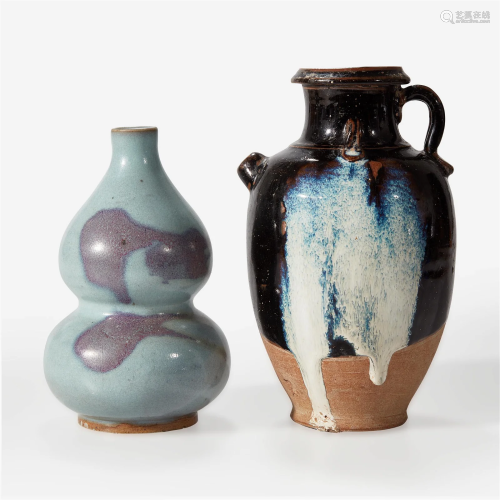 A Chinese Junyao style vase and a phosphatic-splashed ewer