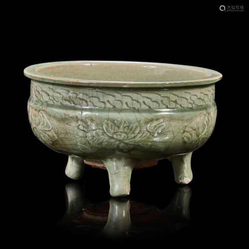 A Chinese Longquan celadon tripod censer Ming dynasty