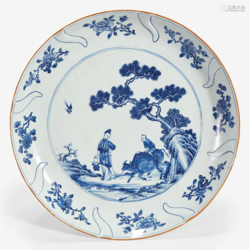 A Chinese export molded blue and white porcelain "Meire...