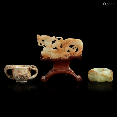 Three Chinese carved jade items Ming/early Qing dynasty and ...