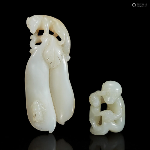 Two Chinese white jade pendants Qing dynasty