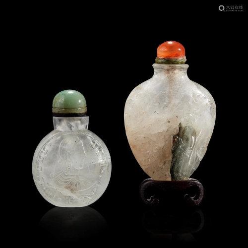 Two Chinese carved quartz snuff bottles