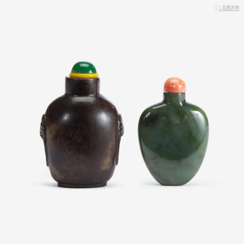 Two Chinese jade snuff bottles