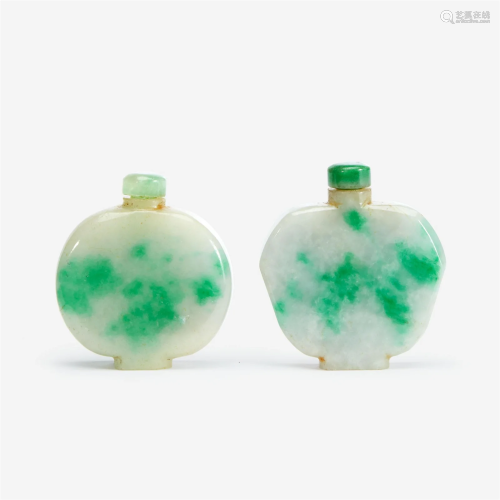 Two Chinese jadeite snuff bottles