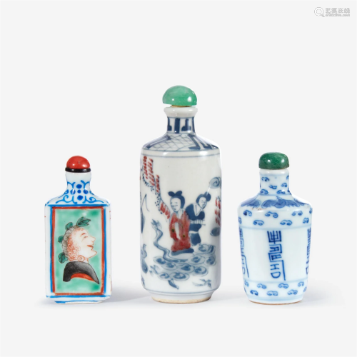 Three assorted Chinese porcelain snuff bottles