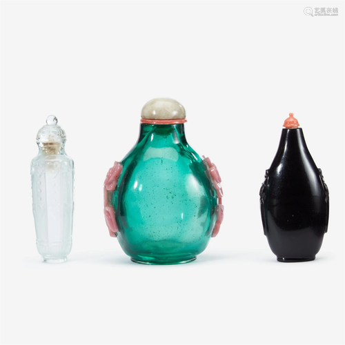 Three Chinese glass snuff bottles