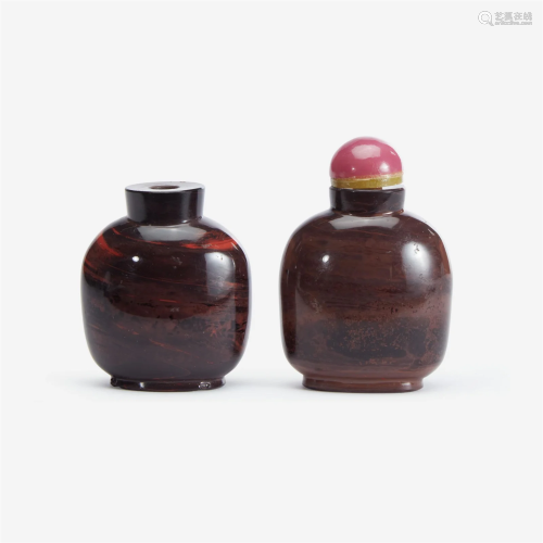 Two Chinese realgar-type glass snuff bottles