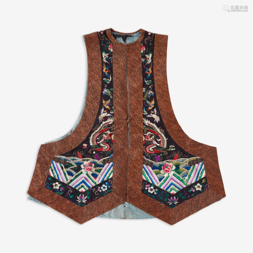A Chinese silk embroidered lady's vest