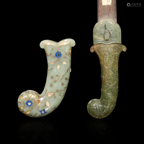 A Mughal style blade with nephrite hilt and associated chape...