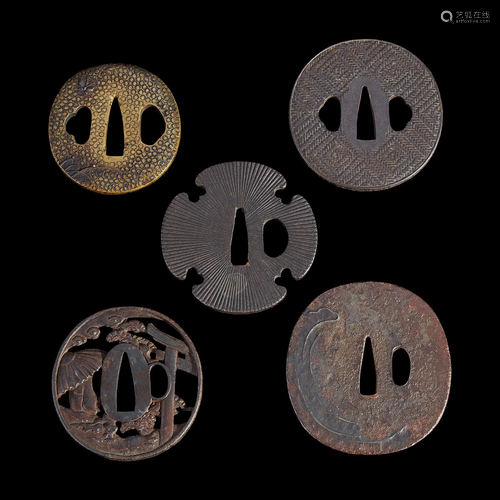 Group of nine Japanese tsuba Meiji period and earlier