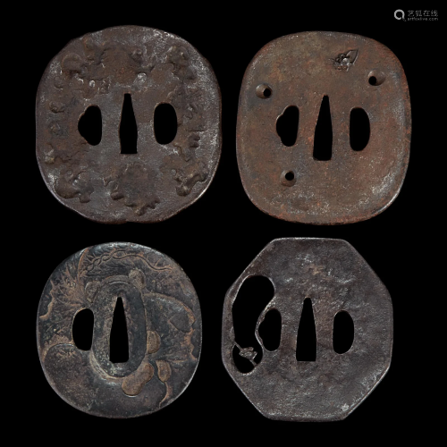 Group of twelve assorted Japanese iron tsuba