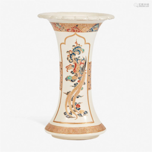 A Japanese enameled Satsuma pottery flared vase 19th century