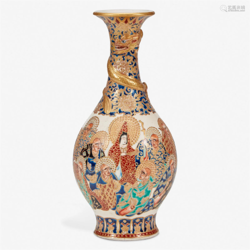A Japanese enameled Satsuma pottery vase 19th century