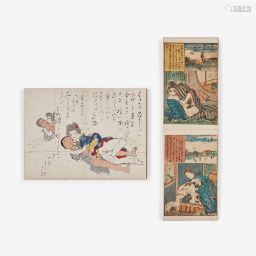 A group of five Japanese erotic albums and scrolls