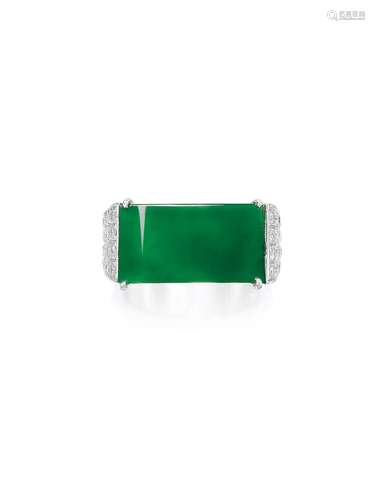 A JADEITE AND DIAMOND RING