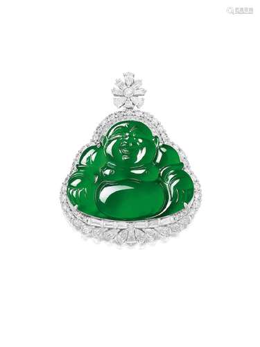 A JADEITE AND DIAMOND 'BUDDHA' PENDANT