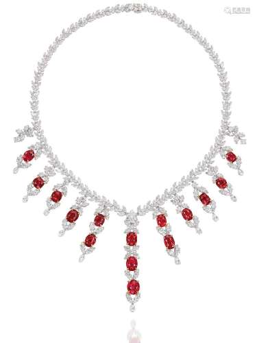 A RUBY AND DIAMOND NECKLACE