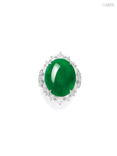 A JADEITE AND DIAMOND RING