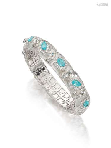 CLAUDIA MA A PARAIBA TOURMALINE, ROCK CRYSTAL, CULTURED SEED...