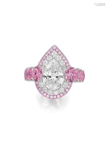 AUSTY LEE A DIAMOND AND PINK SAPPHIRE RING