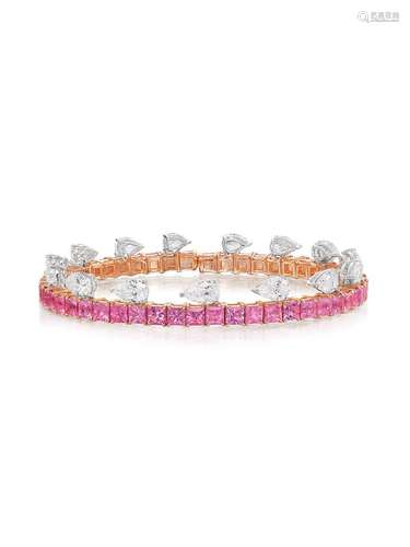 CLAUDIA MA A PINK SAPPHIRE AND DIAMOND BANGLE