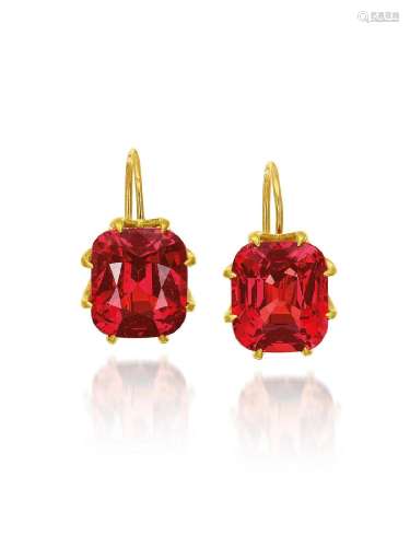 A PAIR OF SPINEL EARRINGS