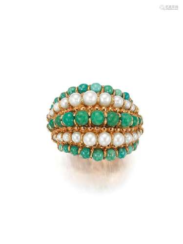 VAN CLEEF & ARPELS A CULTURED PEARL AND TURQUOISE 'TWIST...