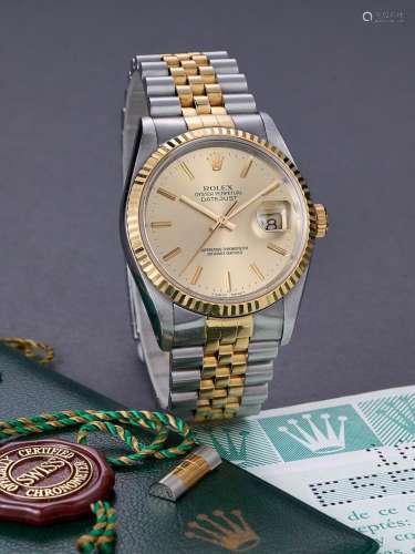 ROLEX  DATEJUST, REF. 16233, A YELLOW GOLD AND STAINLESS STE...
