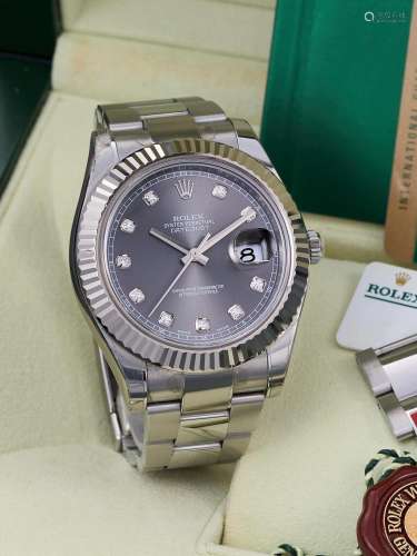 ROLEX  DATEJUST, REF.116334, A STAINLESS STEEL AND WHITE GOL...