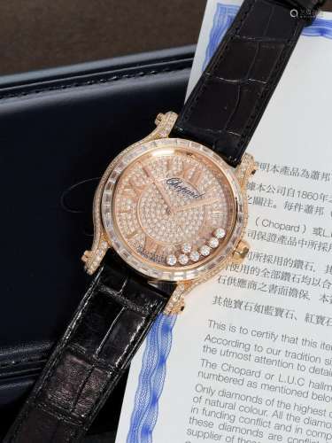 【Y】CHOPARD  HAPPY SPORT, A NEW STOCK PINK GOLD AND DIAMOND-S...