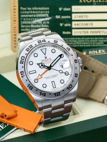 ROLEX  EXPLORER II, REF.216570, A STAINLESS STEEL DUAL TIME ...