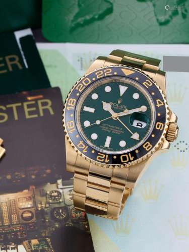 ROLEX  GMT-MASTER II, REF.116718LN, A YELLOW GOLD DUAL TIME ...