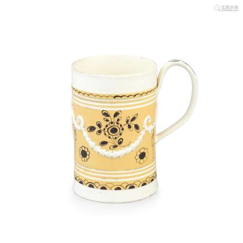 A large creamware mug, circa 1780-90