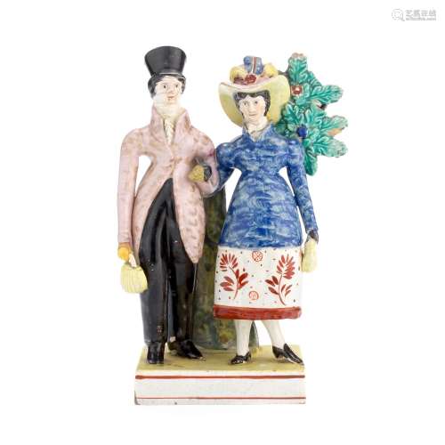 A Staffordshire pearlware figure group of 'The Dandies', cir...
