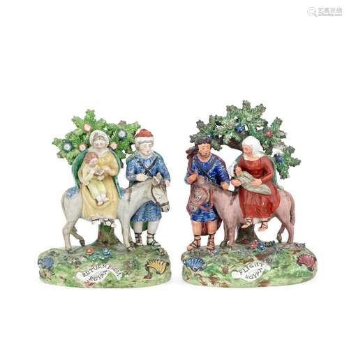 A pair of Walton figure groups, circa 1815-25