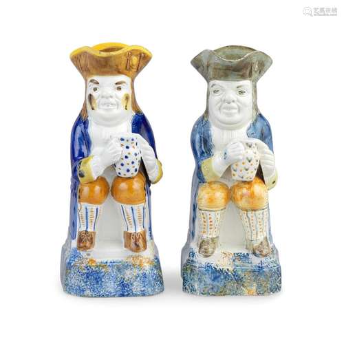 【*】Two Prattware Toby Jugs, circa 1810