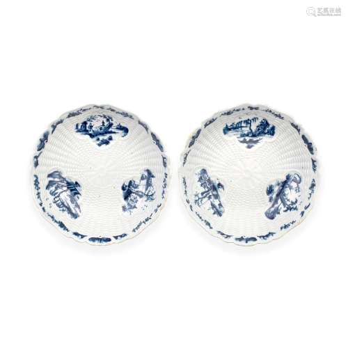 【*】A rare pair of Worcester junket dishes, circa 1758