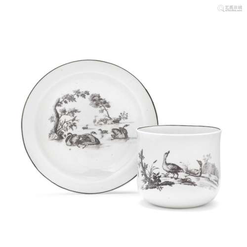 A Worcester finger bowl and stand, circa 1758-60