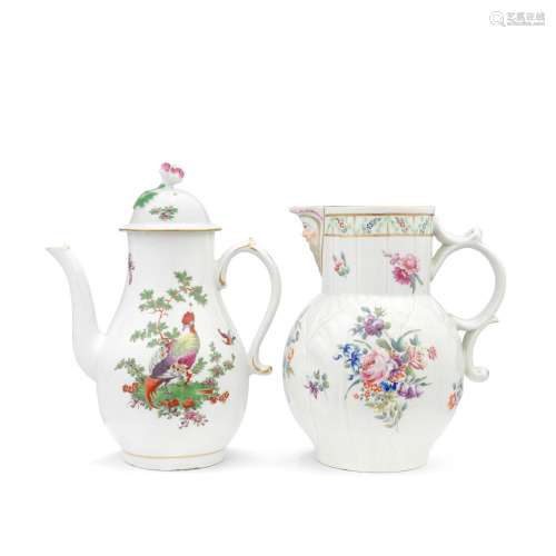 A Worcester mask jug and a coffee pot and cover, circa 1775-...