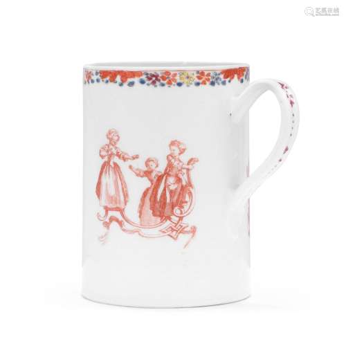 A remarkable Bow mug, circa 1758-60